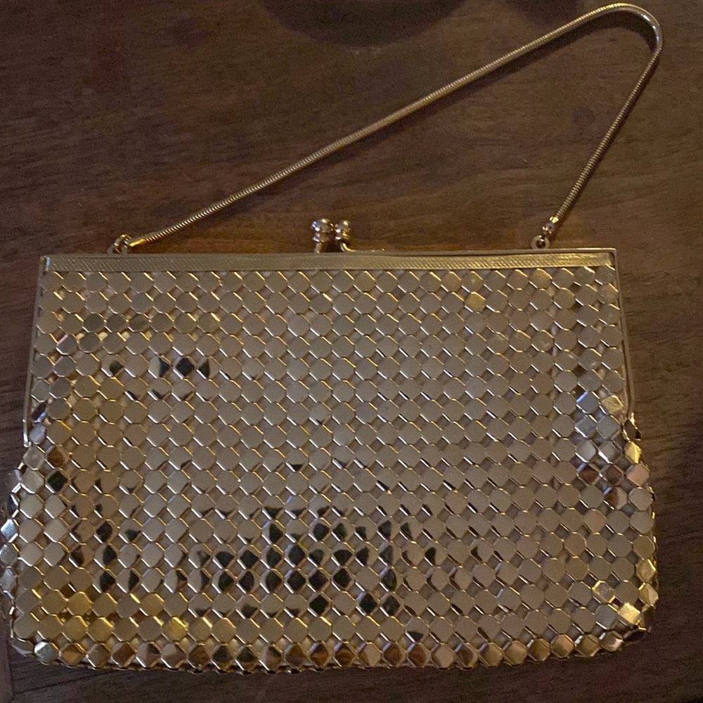Vintage 40's Gold Plated Mesh Evening Bag with Snake Chain Handle